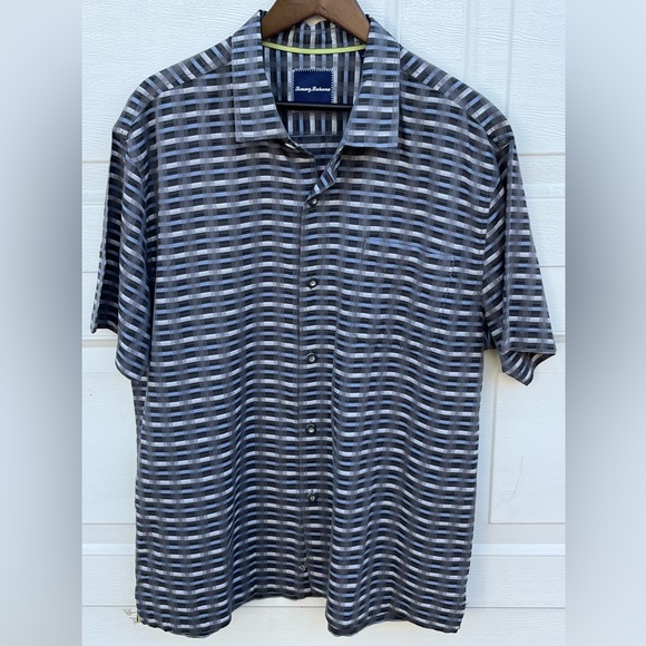 Men tommy Bahamas silk button up shirt short sleeves XL/TG - Picture 1 of 4